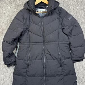 Calvin Klein Black puffer coat with fur hood